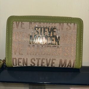 Steve Madden Beige Logo Wallet with Olive Trim